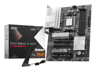Mainboard, MSI, AMD B840, SAM5, ATX, Memory DDR5, Memory slots 4, 5xPCI-Express 16x, 2xM.2, 1xHDMI, 1xAudio-In, 1xAudio-Out, 1xMicrophone, 4xUSB 2.0, 3xUSB 3.2, 1xUSB-C, 1xRJ45, PROB840-PWIFI