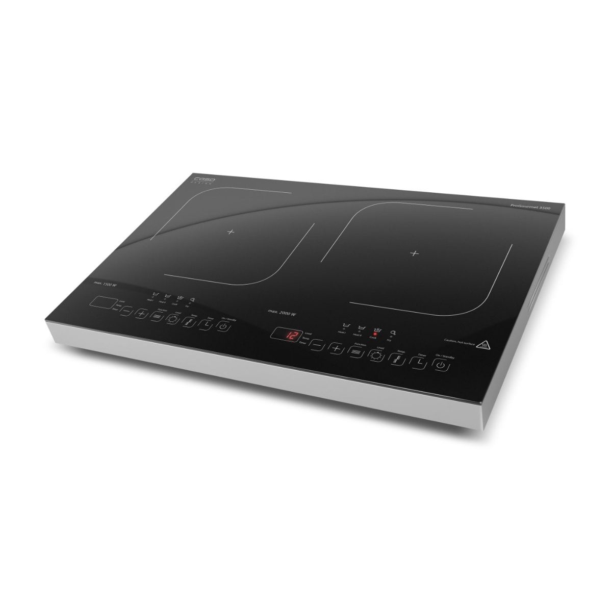 Hob, ProGourmet 3500, Table top, Number of burners/cooking zones 2, Sensor touch display, Timer, Black, Display
