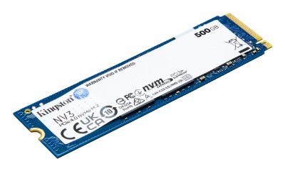 Kingston SSD, NV3, 500 GB, SSD form factor M.2 2280, Solid-state drive interface PCIe NVMe Gen 4.0 (x4), Read speed 5000 MB/s, Write speed 3000 MB/s