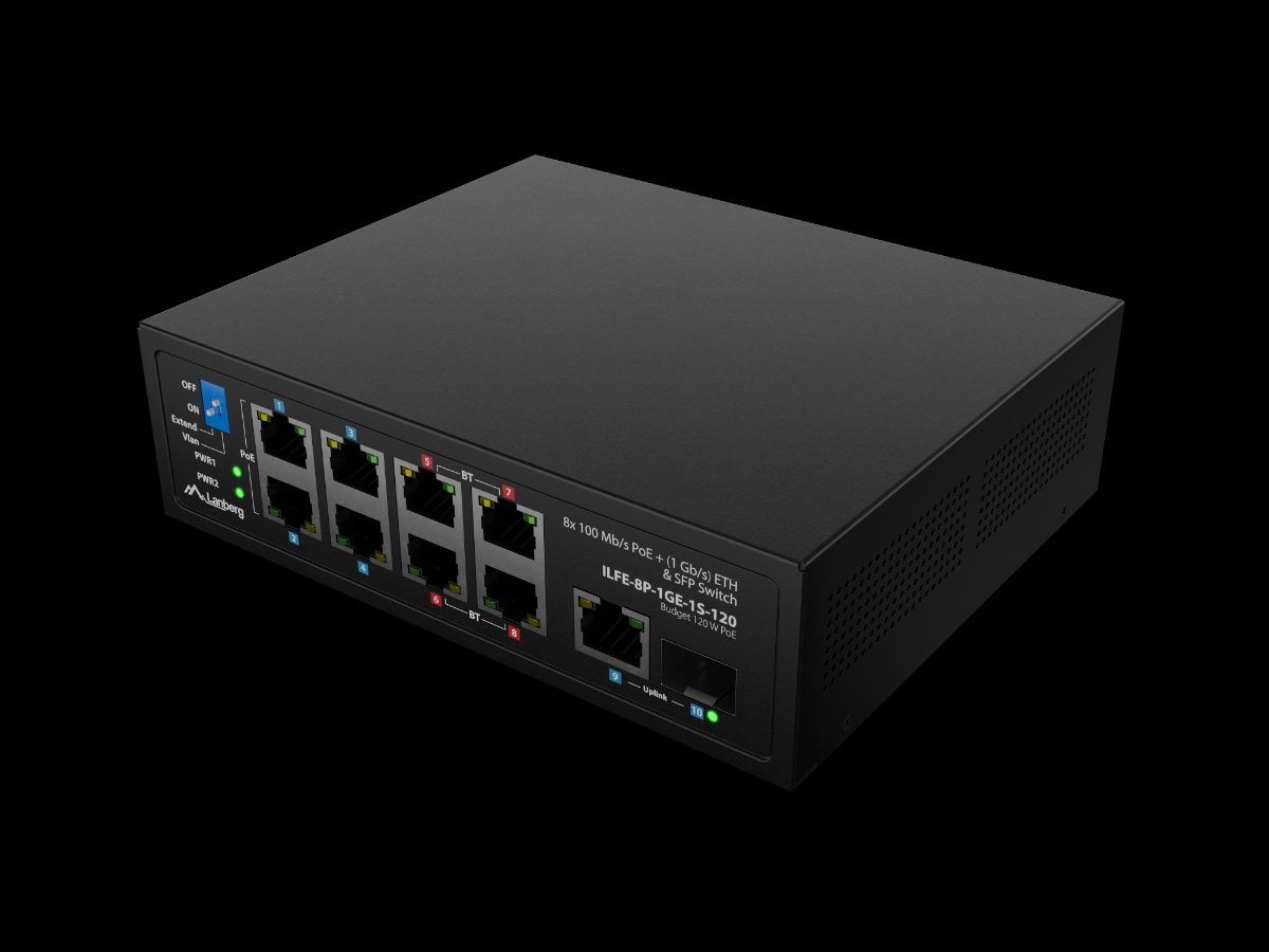 Switch PoE 4xBT 4xAT SFP/ETH Din Unmanagment Fast Ethernet, ILFE-8P-1GE-1S-120, Unmanaged, Din rail, Rack