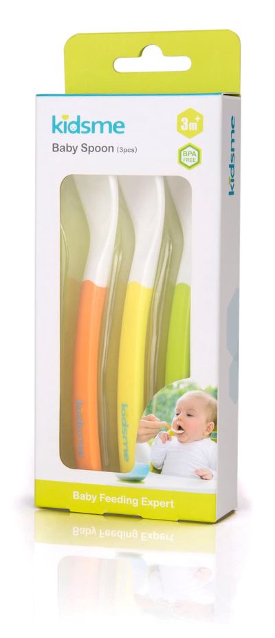 Kidsme karotīšu komplekts (3 gab.), oranža, dzeltena, zaļa, no 3 mēn.
