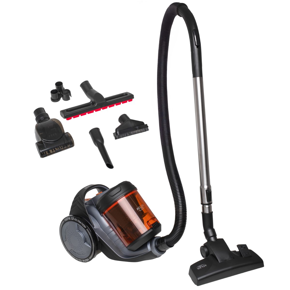 Adler Cyclone Vacuum Cleaner, AD 7065, Bagless, Power 700 W, Dust capacity 1.6 L, Black/Red