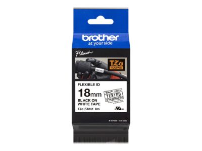 TZe-FX241 Flexible ID Laminated Tape, Black on White, TZe, 8 m, 1.8 cm