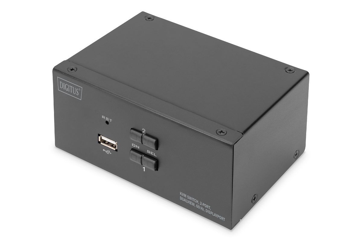 KVM Switch, 2-Port, Dual Display, 4K, DisplayPort, DS-12862