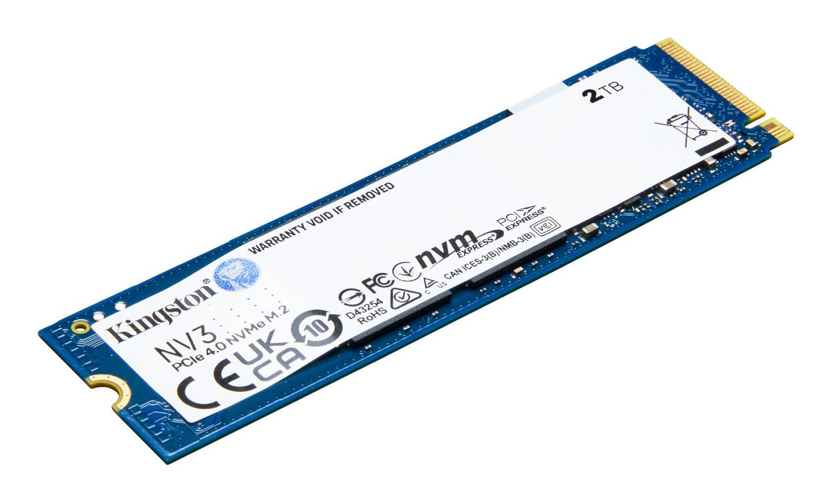 Kingston SSD, NV3, 2000 GB, SSD form factor M.2 2280, Solid-state drive interface PCIe NVMe Gen 4.0 (x4), Read speed 6000 MB/s, Write speed 5000 MB/s