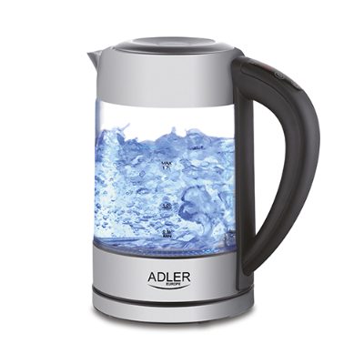 Kettle, AD 1247, With electronic control, 1850 W, 1.7 L, Stainless steel/Glass, 360° rotational base, Stainless steel/Transparent