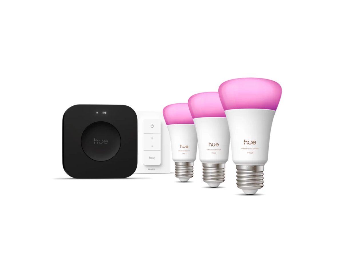 Philips Hue Starter set: 3 smart E27 bulbs, dimmer switch, Hue Bridge Pro, E27, White and colored light
