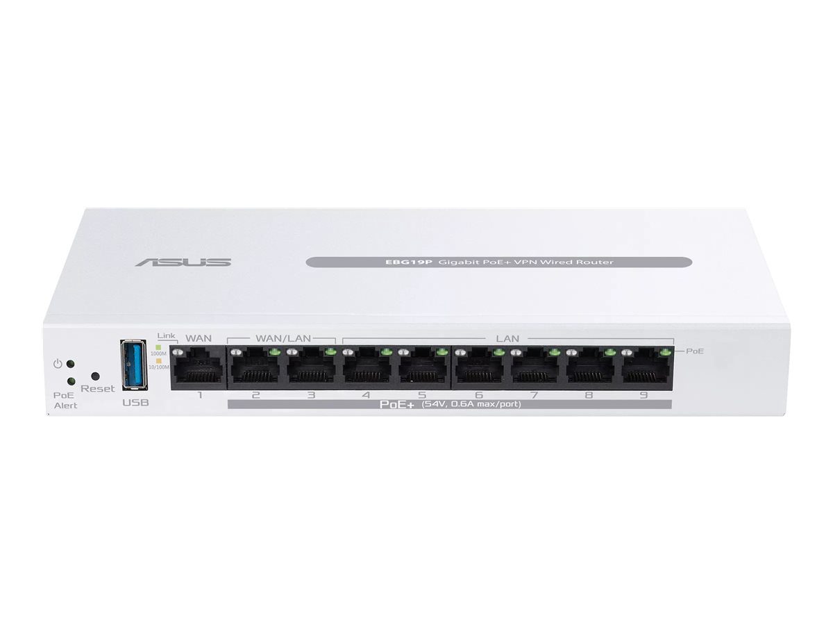 9-Port Gigabit PoE+ VPN Wired Router, EBG19P, 802.11ac, Ethernet LAN (RJ-45) ports 8, Mesh Support Yes, MU-MiMO No, 5G, Antenna type Internal