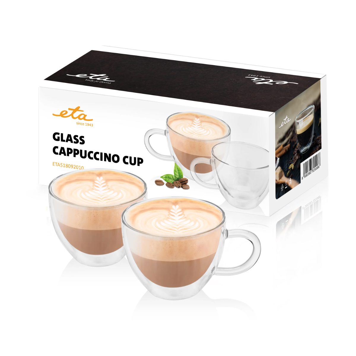 Cappuccino glasses, ETA518092010, For coffee, 2 pc(s), Dishwasher proof