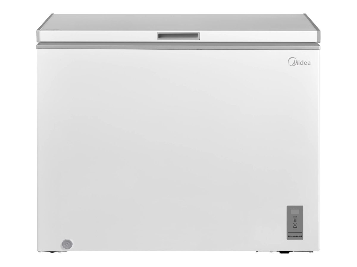 Midea Freezer, MDRC345FZE01, Energy efficiency class E, Chest, Free standing, Height 85 cm, Total net capacity 249 L, Display, White
