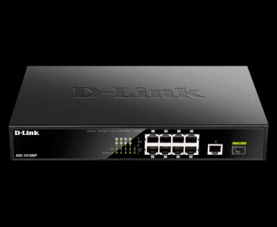 10 Gigabit port Switch with PoE, DGS-1010MP, Unmanaged, Desktop / Rackmount, Gigabit Ethernet (copper) ports quantity 1, SFP ports quantity 1, Power over Ethernet (PoE) ports quantity 8
