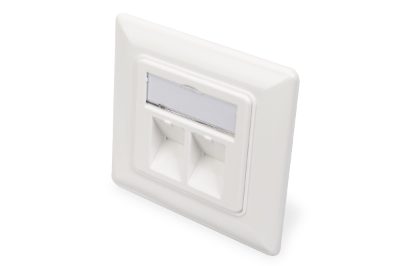 Wallplate for Keystone Modules, German type, middle plate 50x50 mm, frame 80x80 mm, DN-93801-1