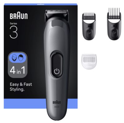 Braun 4-in-1 Grooming Kit, All-in-One Series 3 AIO3500, Cordless, Number of length steps 14, Black