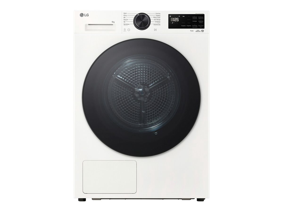 LG Dryer Machine with Heat Pump, RHX5009TWB, Energy efficiency class B, Front loading, 9 kg, LED, Depth 66 cm, Wi-Fi, White