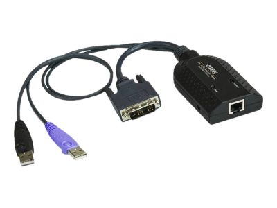 USB DVI Virtual Media KVM Adapter with Smart Card Support, KA7166, Link: 1 x RJ-45 Female, Computer: 2 x USB Type A Male, 1 x DVI-D Male.