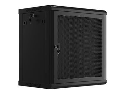 Rack cabinet 19" wall-mount 12U/600x450 with perforated door (flat pack), WF01-6412-23B, Black