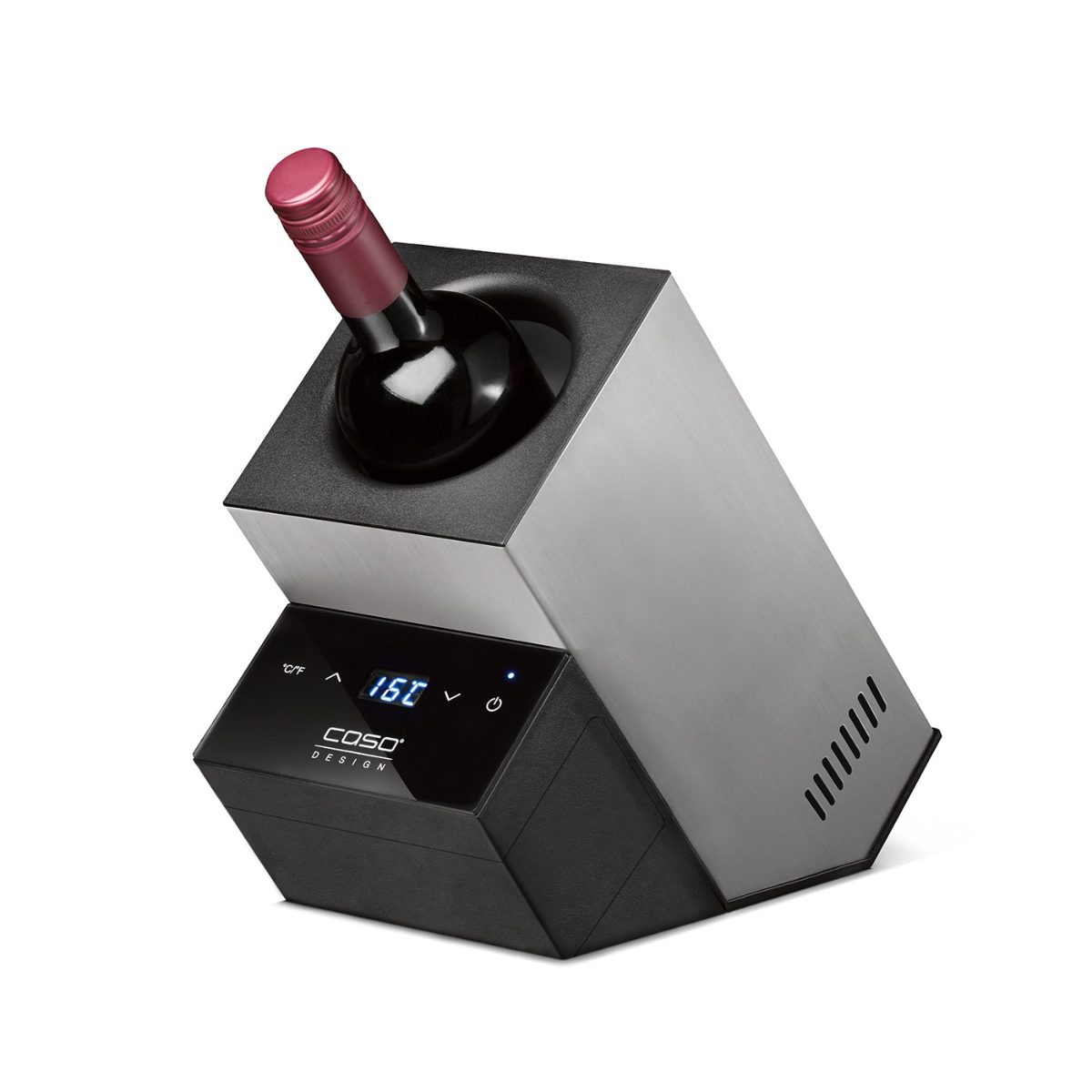 Wine Cooler, WineCase Deluxe Inox, Bottles capacity 1, Black/Silver