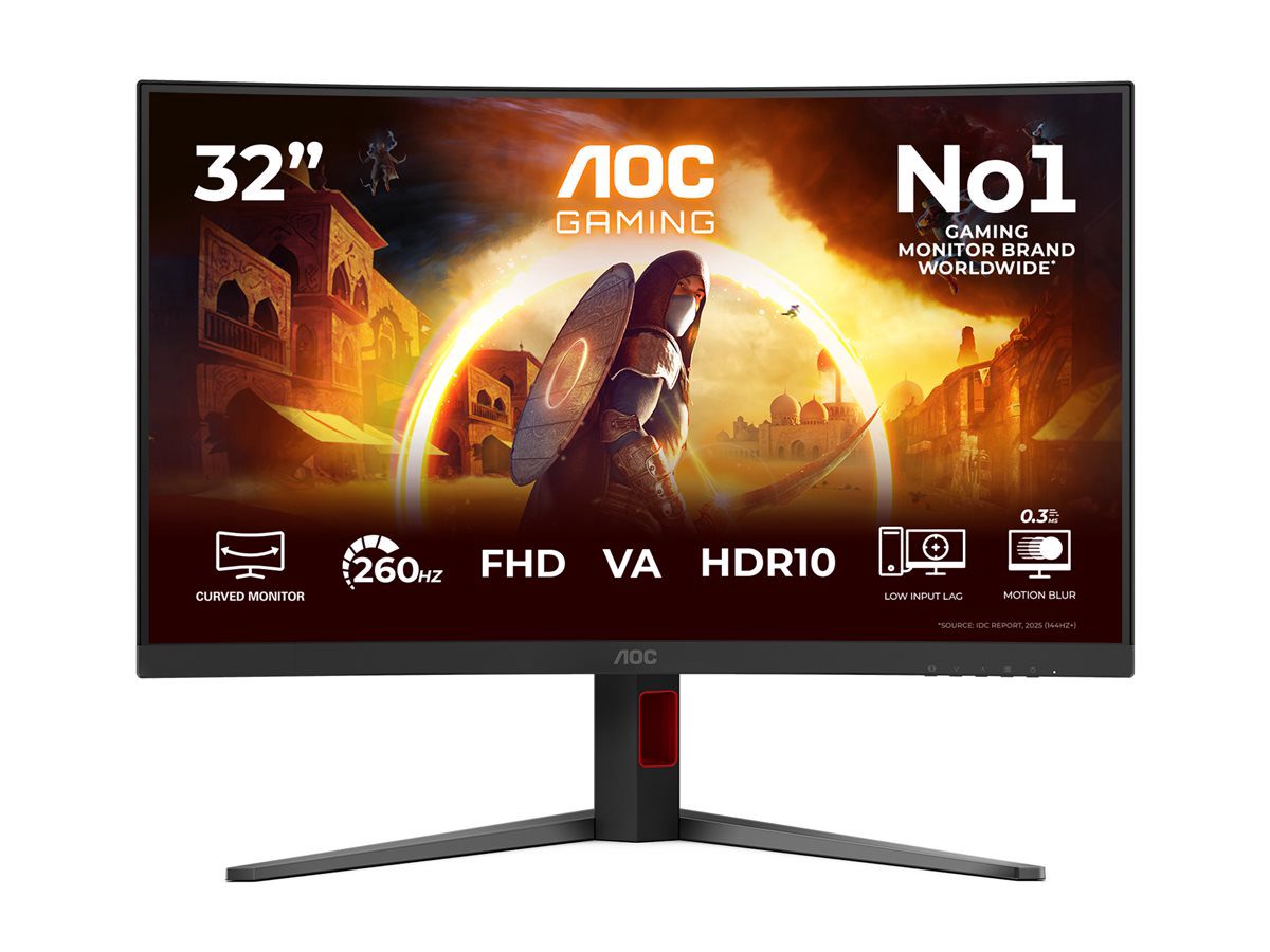 AOC C32G4Z, 32 ", VA, FHD, 16:9, 240 Hz, 0.3 ms, 1920 x 1080 pixels, 300 cd/m², HDMI ports quantity 1, Black