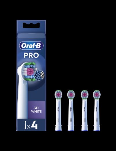 Replaceable toothbrush heads, EB18-4 3D White Pro, Heads, For adults, Number of brush heads included 4, White