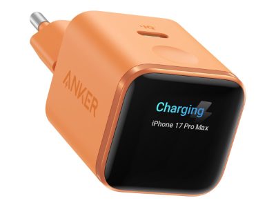 Anker Nano Charger 45W, Smart Display, Orange, 24 pin USB-C