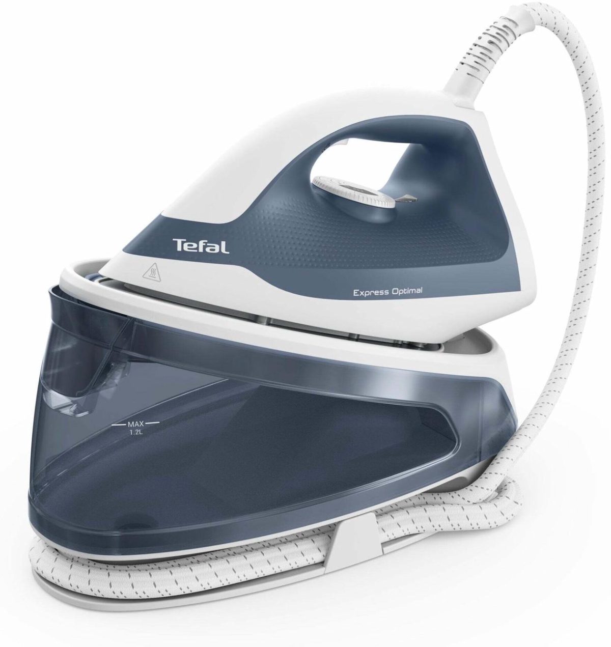 TEFAL Steam generator iron, FV2C41E0 Express Optimal, 2400 W, 1.2 L, 5 bar, Auto power off, Vertical steam function, Calc-clean function, Blue/White
