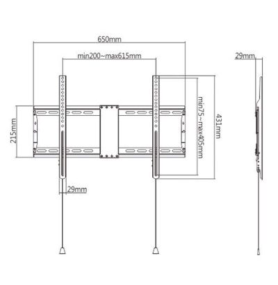 Wall mount, WM-80F-01, Fixed, 37-80 ", Maximum weight (capacity) 70 kg, Black