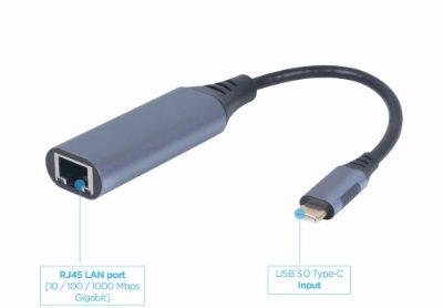 I/O ADAPTER USB-C TO LAN/GREY A-USB3C-LAN-01 GEMBIRD