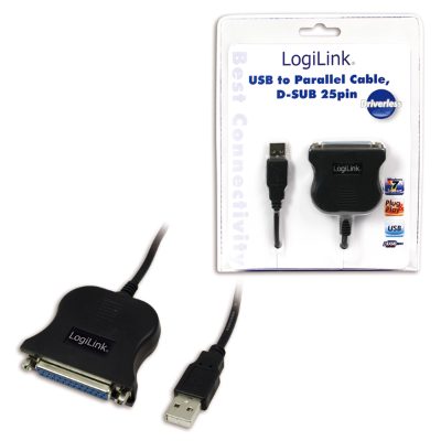 USB 2.0 adapter to Paralel (LPT)  DB25 , 1,8m, USB-A to LPT USB A male, DB25