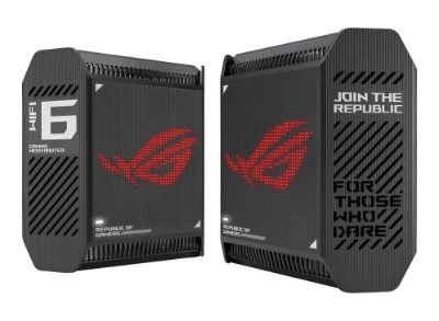 Wifi 6 802.11ax Tri-band Gigabit Gaming Mesh System, GT6 ROG Rapture (2-Pack), 802.11ax, 574+4804+4804 Mbit/s, 10/100/1000 Mbit/s, Ethernet LAN (RJ-45) ports 3, Mesh Support Yes, MU-MiMO Yes, No mobile broadband, Antenna type Internal