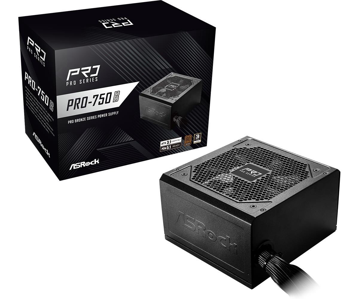 Power Supply, ASROCK, ATX, PC, 100 - 240 V, 750 W, PRO-750B