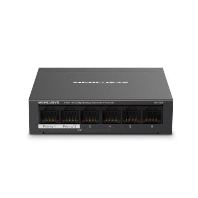 MS106LP, 6-Port 10/100 Mbps Desktop Switch with 4-Port PoE+, Desktop, 10/100 Mbps (RJ-45) ports quantity 6
