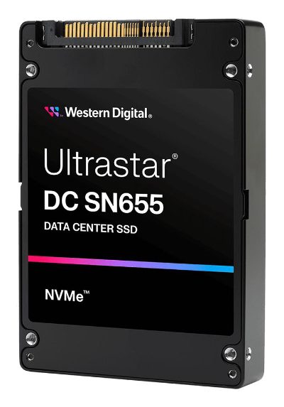SSD, WESTERN DIGITAL, SSD series Ultrastar DC SN655, 7.68TB, PCIe Gen4, NVMe, NAND flash technology TLC, Write speed 2000 MBytes/sec, Read speed 6800 MBytes/sec, Form Factor U.3, MTBF 25000000 hours, 0TS2462