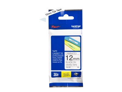 TZ-231 Laminated Tape, Black on White, TZe, 8 m, 1.2 cm