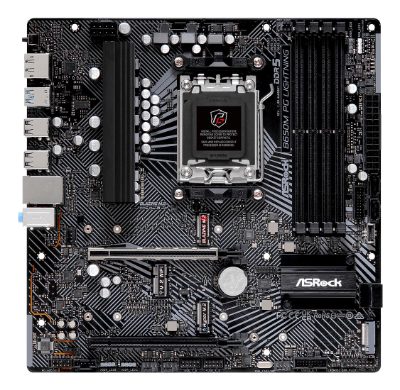 Mainboard, ASROCK, AMD B650, SAM5, Micro-ATX, Memory DDR5, Memory slots 4, 1xPCI-Express 3.0 16x, 1xPCI-Express 4.0 16x, 3xM.2, 1xHDMI, 1xDisplayPort, 4xUSB 2.0, 3xUSB 3.2, 1xUSB-C, 1xRJ45, 3xAudio port, B650MPGLIGHTNING