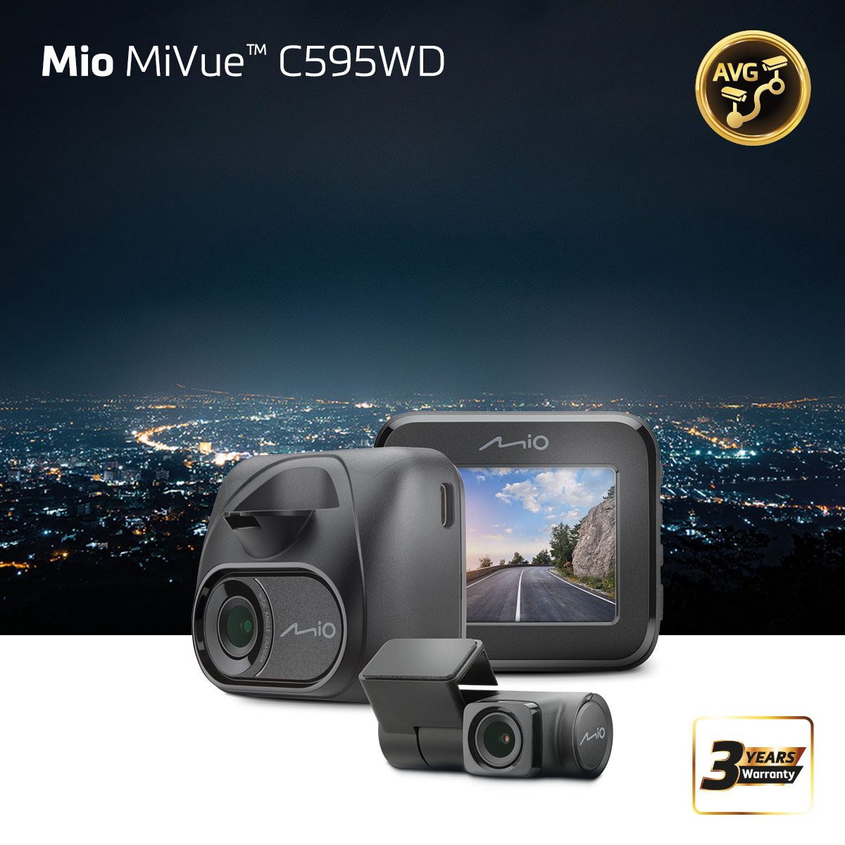 Mio MiVue C595WD (T30 rear cam), Full HD, STARVIS, Speedcam, GPS, Wi-Fi