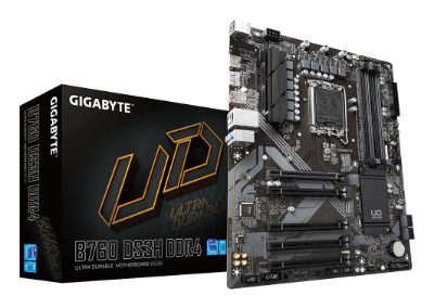 B760 DS3H DDR4 1.0 M/B, Processor family Intel, Processor socket  LGA1700, DDR4 DIMM, Memory slots 4, Supported hard disk drive interfaces 	SATA, M.2, Number of SATA connectors 4, Chipset Intel B760 Express, ATX
