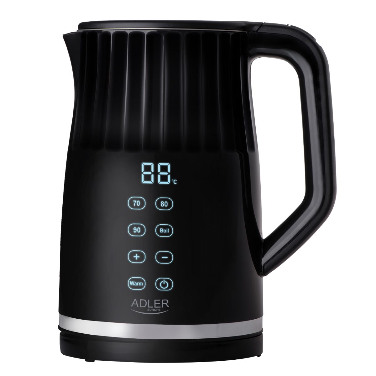 Adler Kettle with LED display, AD 1350, Electric, 2200 W, 1.7 L, Stainless Steel, 360° rotational base, Black