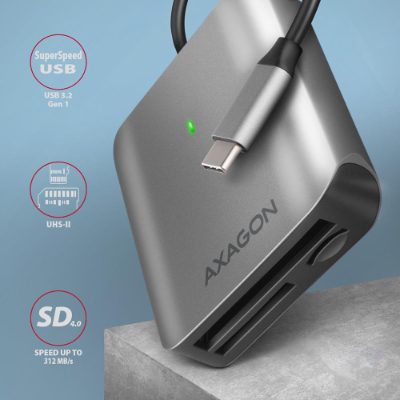 AXAGON Aluminum high-speed USB-C 3.2 Gen 1 memory card reader, 3 slots, CRE-S3C