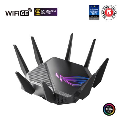Wi-Fi 6 Tri-Band Gigabit Gaming Router, ROG GT-AXE11000 Rapture, 802.11ax, 1148+4804+4804 Mbit/s, 10/100/1000/2500 Mbit/s, Ethernet LAN (RJ-45) ports 5, Mesh Support Yes, MU-MiMO Yes, No mobile broadband, Antenna type External, 2xUSB 3.2