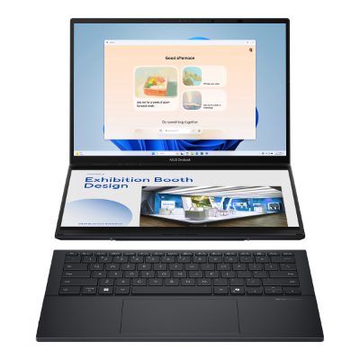 Zenbook Duo UX8406CA-PZ009W, Basalt Gray, 14 ", OLED, Touchscreen, 3K, 2880 x 1800 pixels, Glossy, Intel Core Ultra 9, 285H, 32 GB, LPDDR5X, Solid-state drive capacity 2000 GB, Intel Graphics, Windows 11 Home, 802.11be, Bluetooth version 5.4, Keyboard language US international, Keyboard backlit