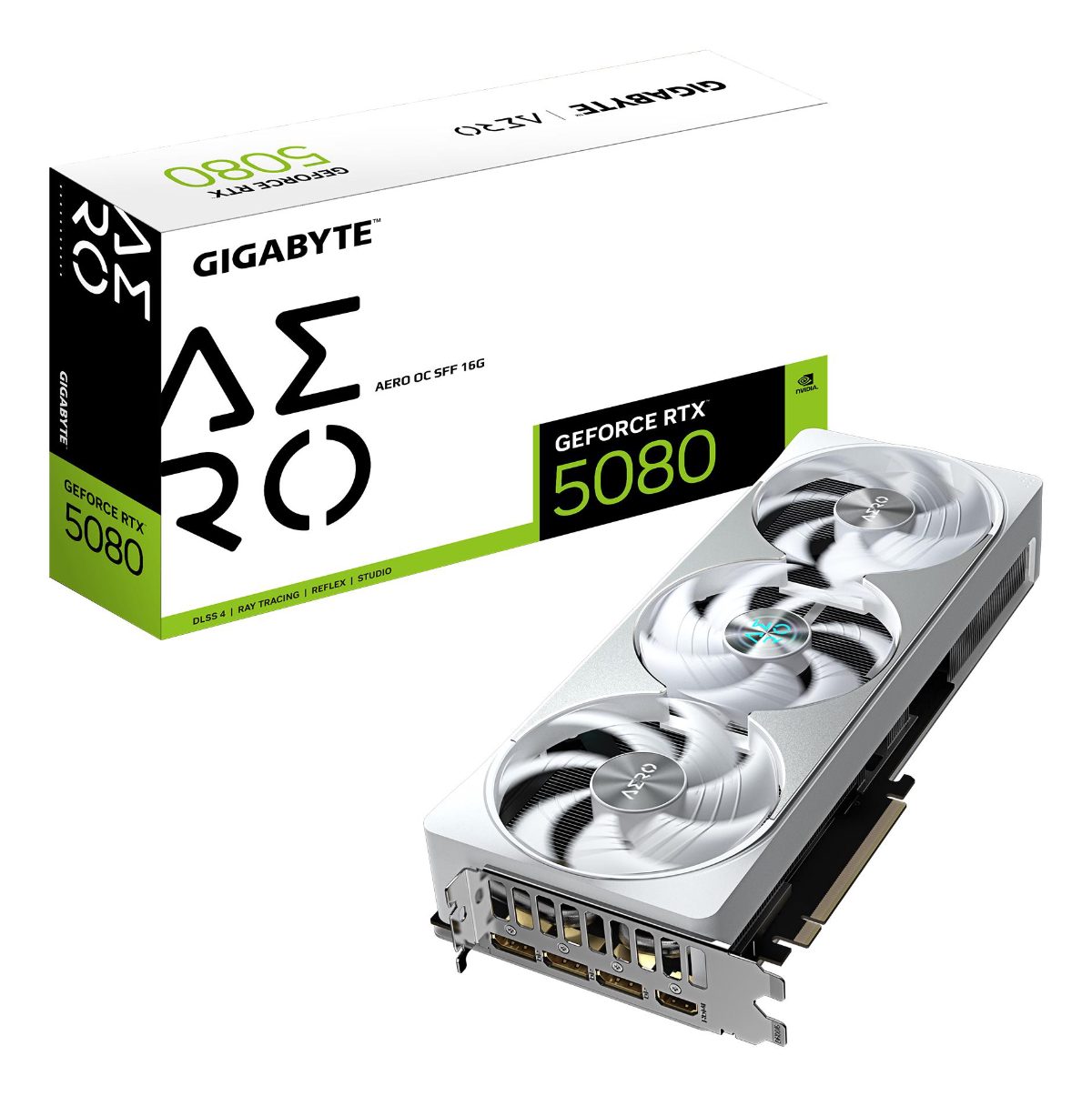 Gigabyte GeForce RTX 5080 AERO OC SFF 16G, NVIDIA, 16 GB, GeForce RTX 5080, GDDR7, HDMI ports quantity 1, PCI-E 5.0, Memory clock speed 2730 MHz
