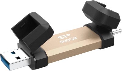 Silicon Power DS72, 500 GB, USB Type-A/USB Type-C 3.2 Gen 2, Gold