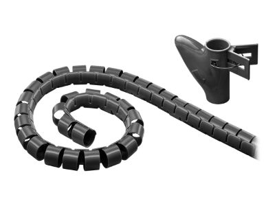 2.5 m robust spiral wire management system   string plastic cable duct with a diameter of 20 mm length of 2.5 m can be adjusted by cutting with scissors comes with easy-insert tool  Technical specifications  Cable  Cable type  coiled cable   General  Consumption Unit  1 pc. in cardboard box   Color  black   Length  2500 mm   Diameter  20 mm