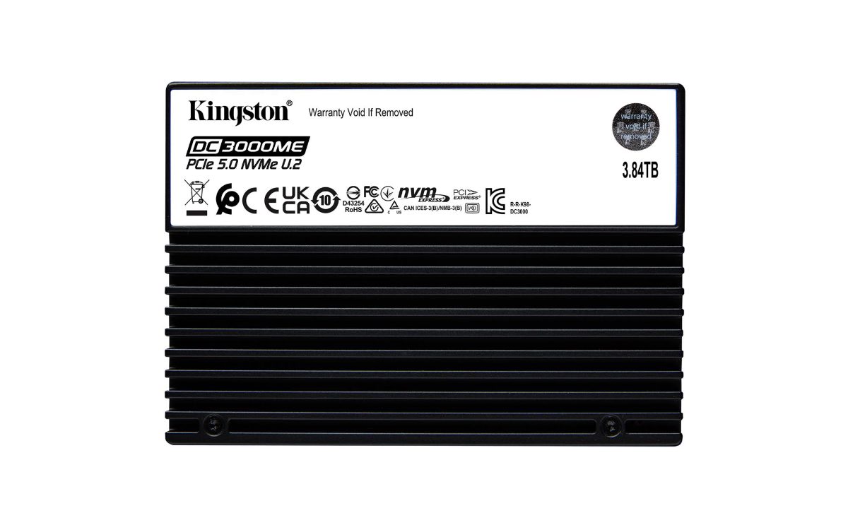SSD, KINGSTON, SSD series DC3000ME, 3.84TB, NVMe, NAND flash technology 3D TLC, Write speed 5800 MBytes/sec, Read speed 14000 MBytes/sec, Form Factor U.2, TBW 7.008 TB, MTBF 2000000 hours, SEDC3000ME/3T8