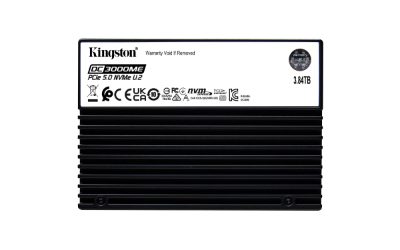 SSD, KINGSTON, SSD series DC3000ME, 3.84TB, NVMe, NAND flash technology 3D TLC, Write speed 5800 MBytes/sec, Read speed 14000 MBytes/sec, Form Factor U.2, TBW 7.008 TB, MTBF 2000000 hours, SEDC3000ME/3T8