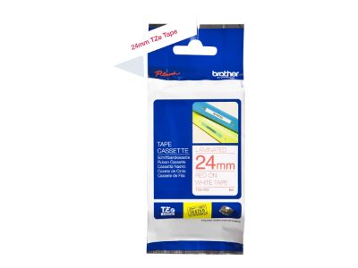 TZe-252 Laminated Tape, Red on White, TZe, 8 m, 2.4 cm