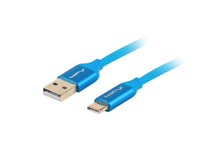 USB Type-C to USB Type-A 2.0 Cable Blue QC 3.0 Premium, 1.8 m, CA-USBO-22CU-0018-BL, USB Type-C to USB Type-A
