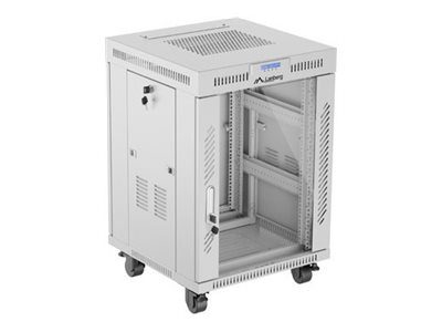Rack cabinet 19" free-standing 15U/600x600 (flat pack) with glass door, LCD, FF01-6615-12SL, Grey