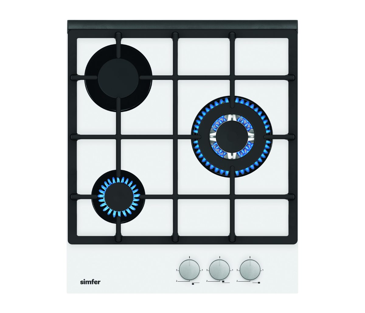 Hob, H4.305.HGSBB, Gas on glass, Number of burners/cooking zones 3, Rotary knobs, White