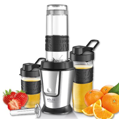 Blender, AD 4081, Tabletop, 800 W, Jar material BPA Free Plastic, Jar capacity 0.4 + 0.57 L, Ice crushing, Black/Stainless steel